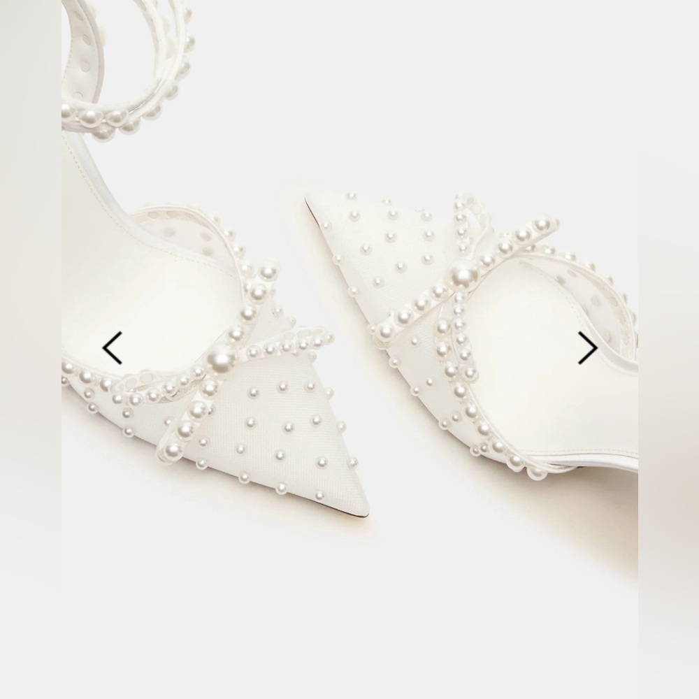 White Pearl-Embellished Women's Heels. Brand new. Only tried on indoor. - Picture 7 of 13